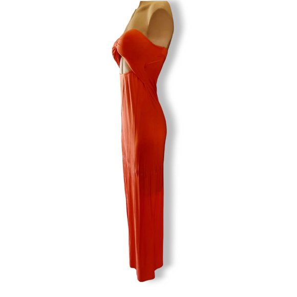 Y2k, orange, strapless cut-out front maxi dress UK 8 fits AU 8, 10, 12, 14 NWOT - Picture 4 of 7